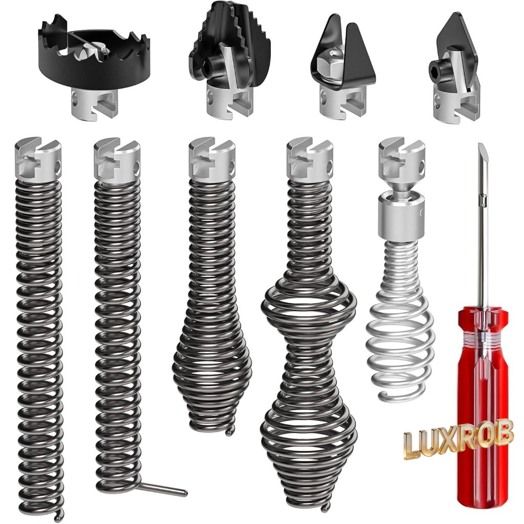 Auger Drill Attachment - 10-teiliges Abflussreiniger-Set mit 16-mm-Anschluss, Abflussreiniger-Bohrer-Aufsatz, Zubehör