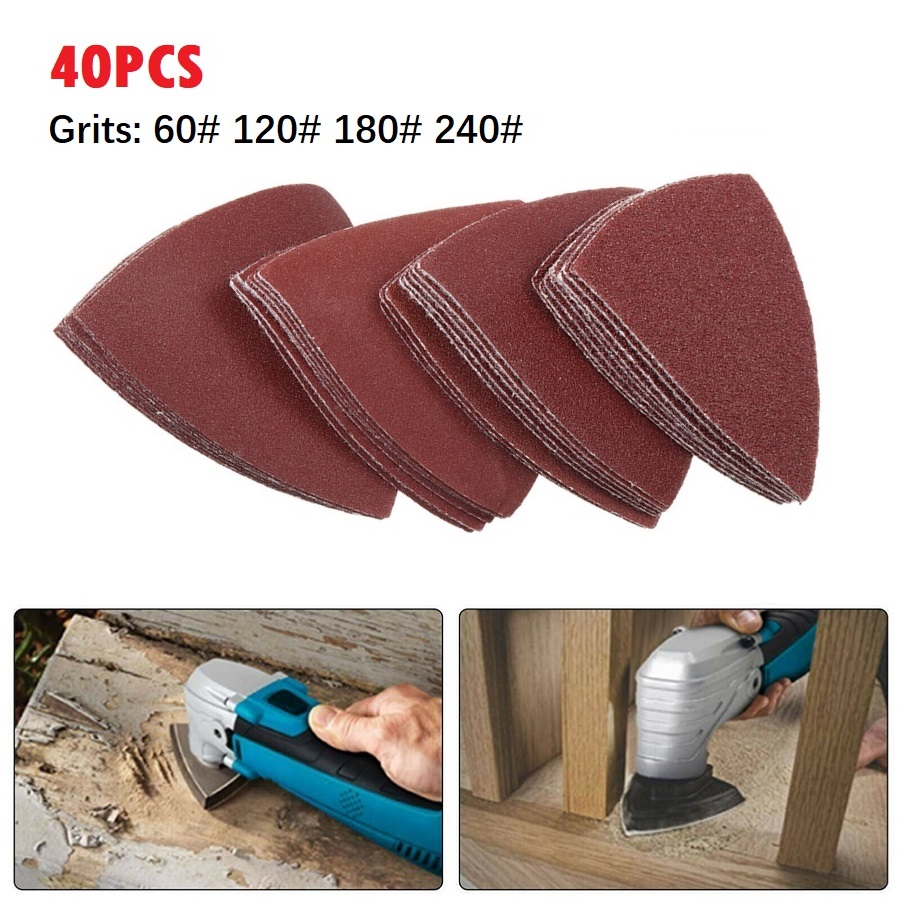 Tools Heavy Equipment - 40 Stück 80 mm Aluminiumoxid-Dreieck-Schleifpapier-Schleifscheibe, Körnung