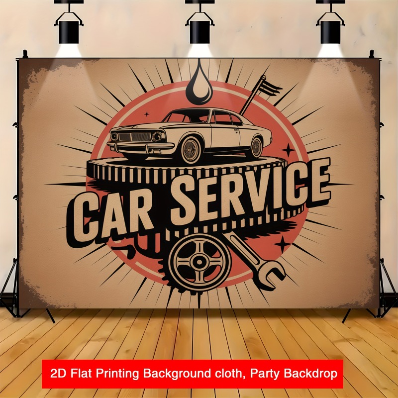 Großes Retro-Autoservice-Banne – Heavy Equipment Service Bewertung und Preis